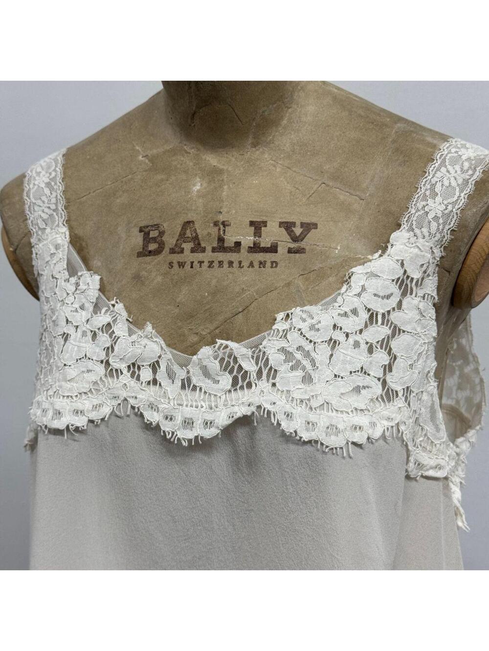 Vintage Off-White Pure Silk Lace-Trim Cami Top - Picture 3 of 8